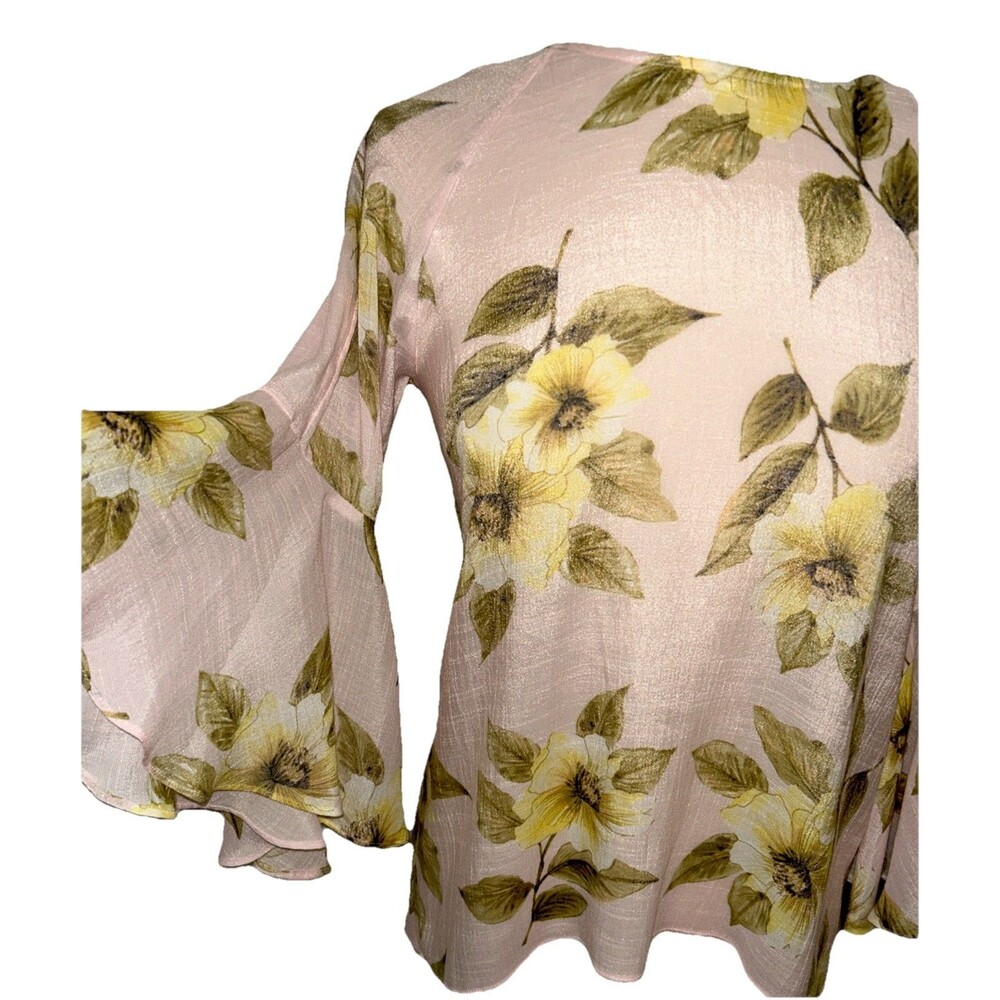 LC Lauren Conrad Sheer Top Fairy Angel Bell Sleeve Floral Size S